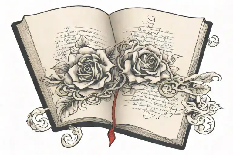 note book open blank page tattoo design idea