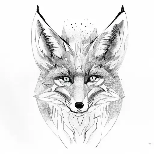 big forest with a fox head and a bit of fire tattoo design idea