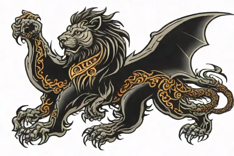 lion dragon autism spectrum disorder tattoo design idea