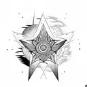 a star a moon and a fire tattoo design idea