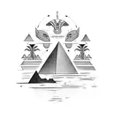 the Nile river with ancient Egyptian hieroglyphs tattoo design idea