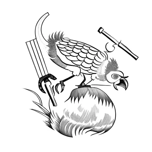 A cockfighting-inspired tattoo featuring a carpentry tool and a carabao tattoo design idea