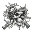 skull and guns intertwined tattoo design idea