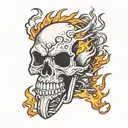 Motorcycle Skull with Flames tattoo design idea