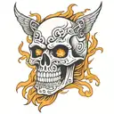 Motorcycle Skull with Flames tattoo design idea