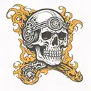 Motorcycle Skull with Flames tattoo design idea