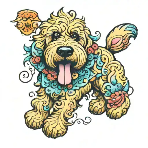 golden doodle art design tattoo design idea