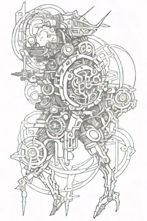 japanese cyberpunk tattoo design idea