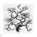 tree, birds, roots tattoo design idea