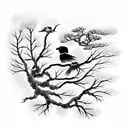 tree, birds, roots tattoo design idea