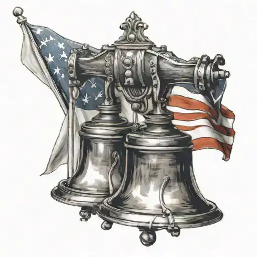 Liberty Bell and Flag tattoo design idea