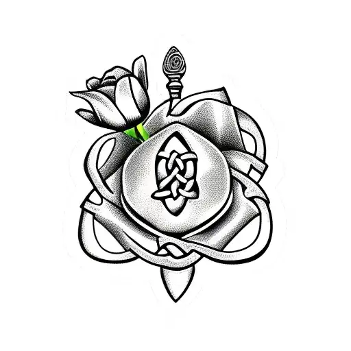 Celtic sword with tulips and roses  tattoo design idea