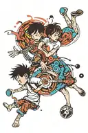 3 kids playing tattoo design idea