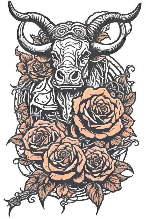 western girly roses longhorn barbed wire tattoo  tattoo design idea