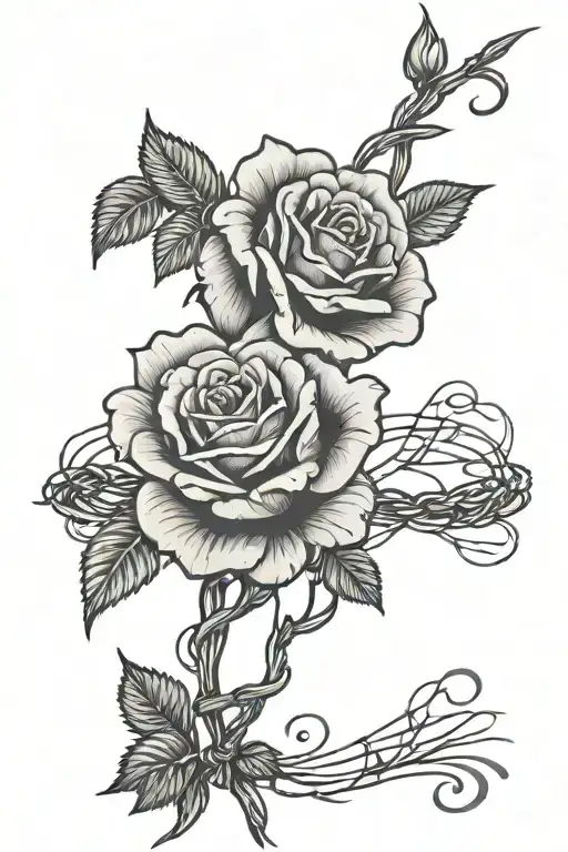 western girly roses barbed wire quote Morgan wallen    tattoo design idea
