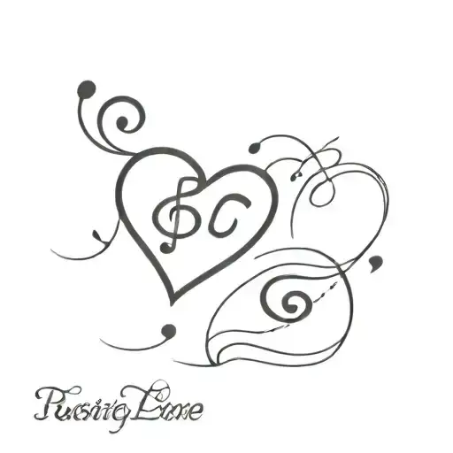 music and love heart tattoo design idea