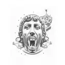 nike tongue  tag with  statue instead of the nike logo and made in serbia written instead of made in vien tattoo design idea