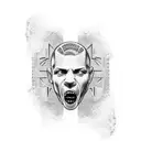 nike tongue  tag with  statue instead of the nike logo and made in serbia written instead of made in vien tattoo design idea