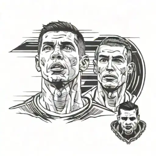 cristiano ronaldo and eminem face portrait tattoo design idea