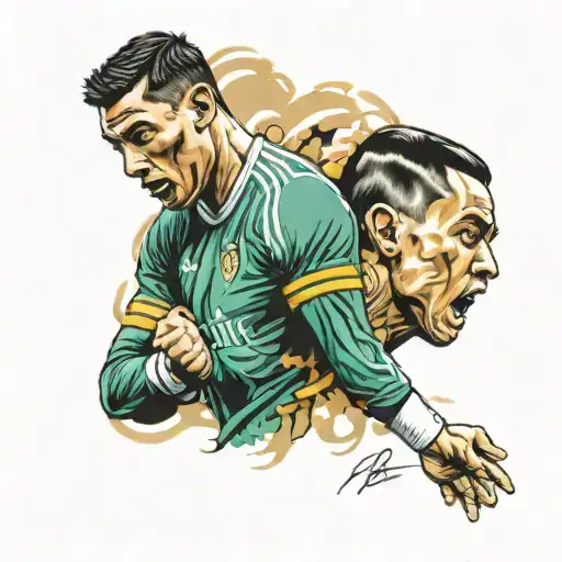 cristiano ronaldo and eminem face portrait tattoo design idea