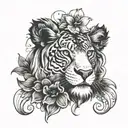 Lion, 1 Cattleya & Laylas tattoo design idea