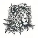 Lion, 1 Cattleya & Laylas tattoo design idea