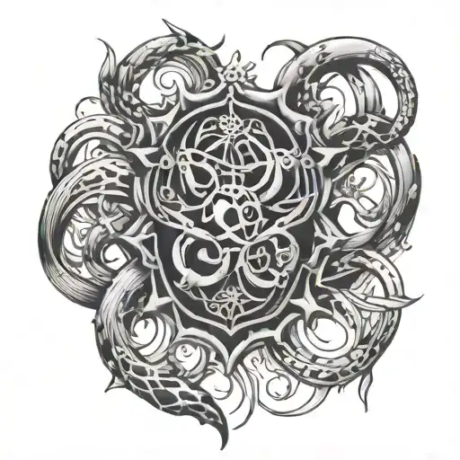 cancer and leo symbol intertwined tattoo design idea