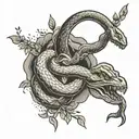 creation of adam with snake  tattoo design idea