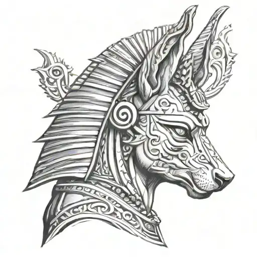 Anubis egypcian god tattoo design idea