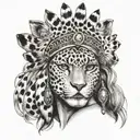 woman's face with Jaguar headdress being worn tattoo design idea