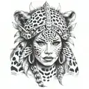 woman's face with Jaguar headdress being worn tattoo design idea