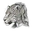 woman's face with Jaguar headdress being worn tattoo design idea