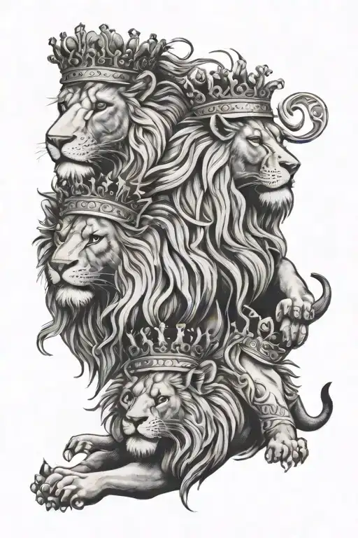 3 crowned lions in Zadar, Croatia tattoo design idea