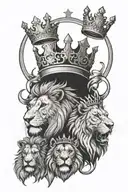 3 lions with crowns on their heads, Zadar, Croatia as the background tattoo design idea