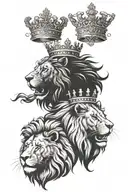 3 lions with crowns on their heads, Zadar, Croatia as the background tattoo design idea