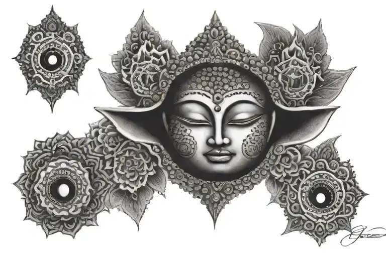 buddha eyes hippy dotwork tattoo design idea