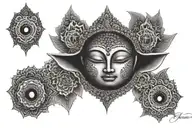buddha eyes hippy dotwork tattoo design idea