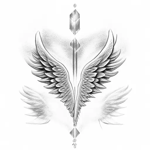 Angel wings on back with DNA strand down the spine tattoo design idea