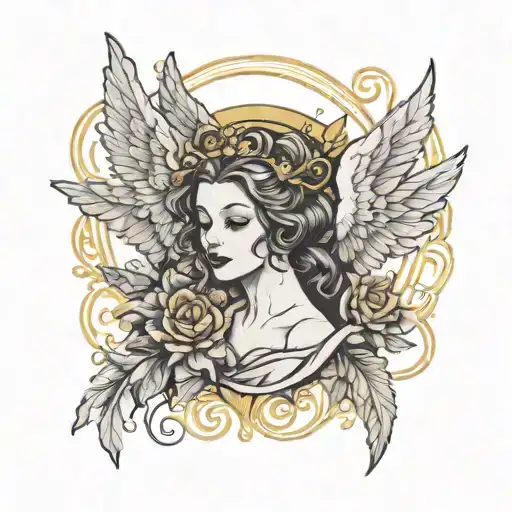 Design me a tattoo for my fallen angel. My great grandma delois passed away and I want something to remember her by. She tattoo design idea
