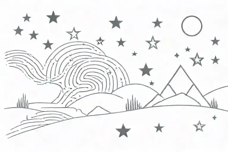 starry night painting as a strip tattoo design idea