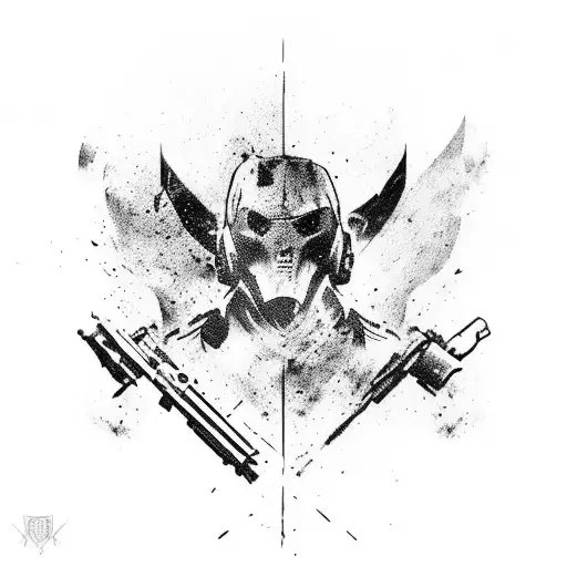 Call of Duty character in a fierce battle tattoo design idea