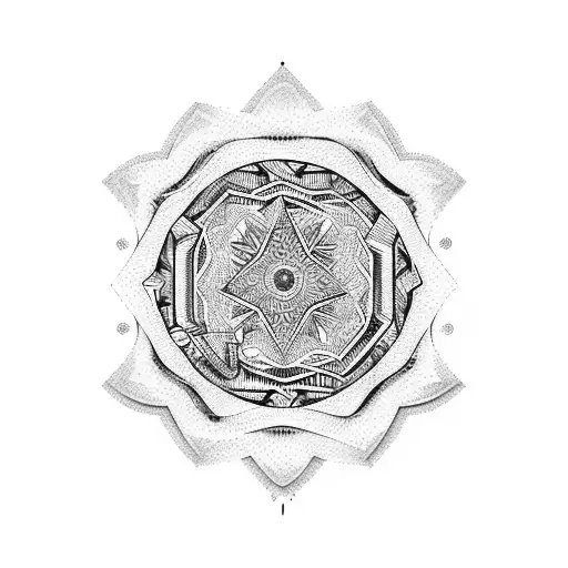 A geometric pattern combining a heartbeat and ocean waves tattoo design idea