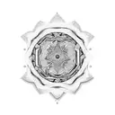 A geometric pattern combining a heartbeat and ocean waves tattoo design idea