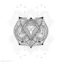 A geometric pattern combining a heartbeat and ocean waves tattoo design idea