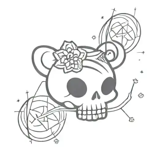 kuromi skull with sparkles around it  tattoo design idea