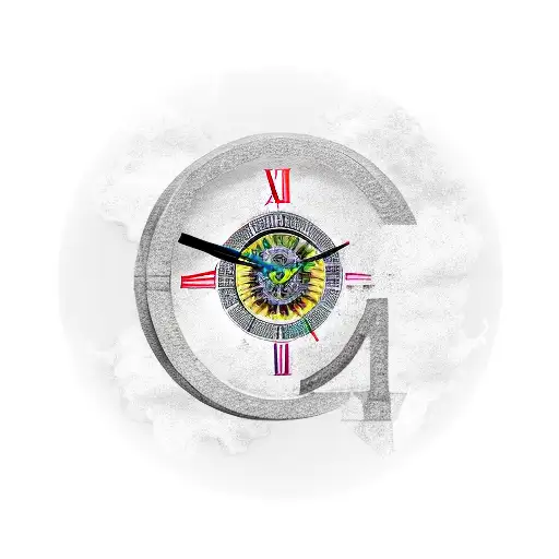 roman numeral clock on planet Earth tattoo design idea