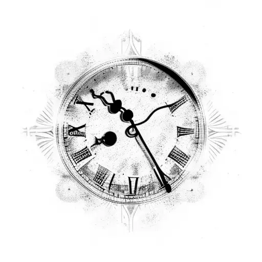 a quote "momento temporis" with roman numeral clock tattoo design idea