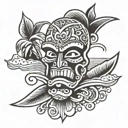 tiki surf tattoo design idea