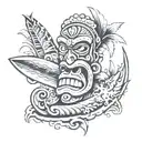 tiki surf tattoo design idea