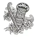 tiki surf tattoo design idea